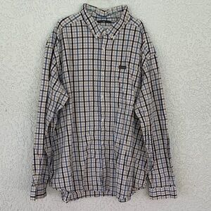Columbia Men's Navy and Cream Plaid button down shirt size XXL
